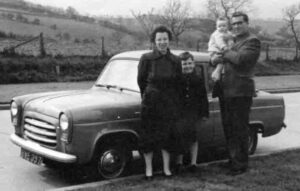 Edward, Iris, Stephen and Chris O'Hara and a Ford Pop