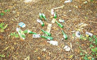 Bottles in churchyard