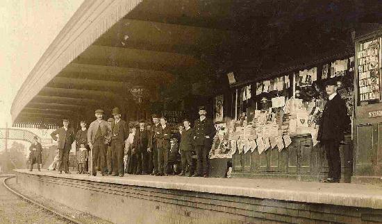 Bourne station bookstall circa 1900