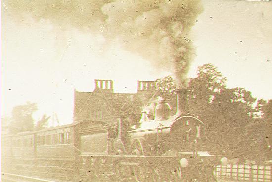 An early passenger train, circa 1880