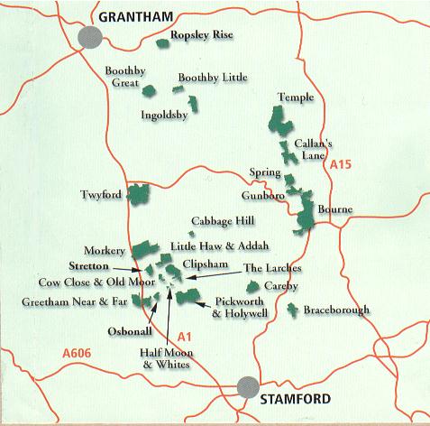 Map of woods in Bourne area