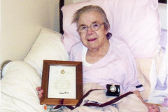 Iris Pridmore with Land Army Certificate