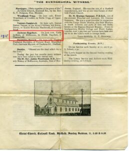 Bagshaw RHoda Jackson Colin marriage