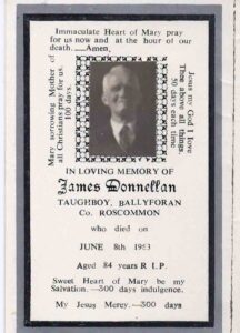 Donnellan James death card