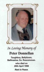 Donnellan Peter death card