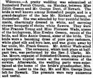 Geeson Edith, Dent George, marriage 1901