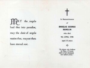 Hamelin Douglas George Memorial Card