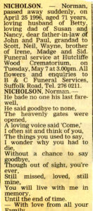 Norman Nicholson - Obit Notice