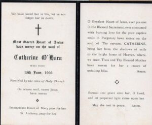 O'Hara Catherine Memorial Card