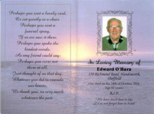 O'Hara Edward memorial card