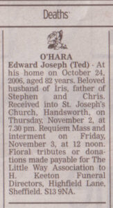 O'Hara Edward obituary 2006