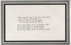 Temprell Susan memorial card